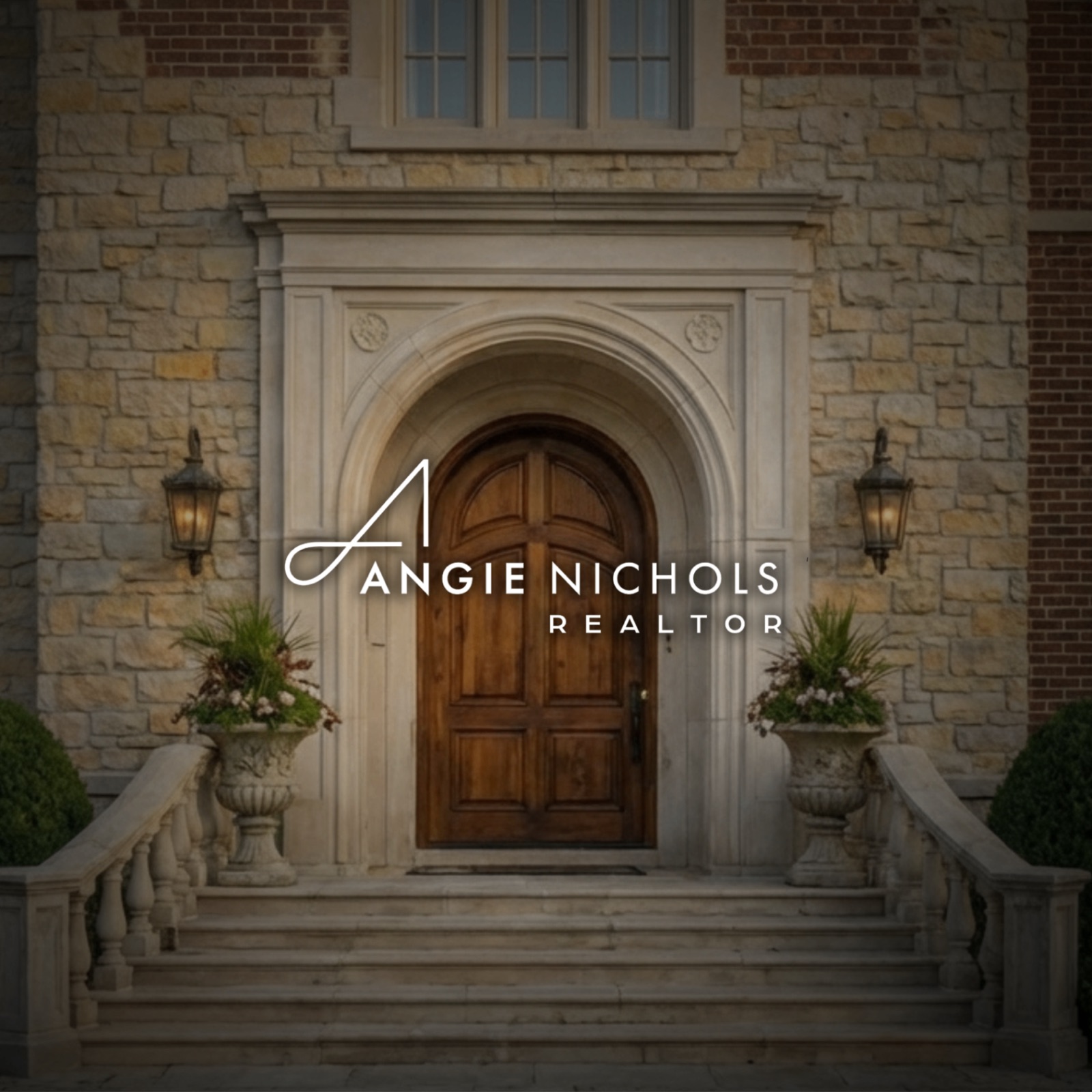 Angie Nichols Realtor brand mark over a front door
