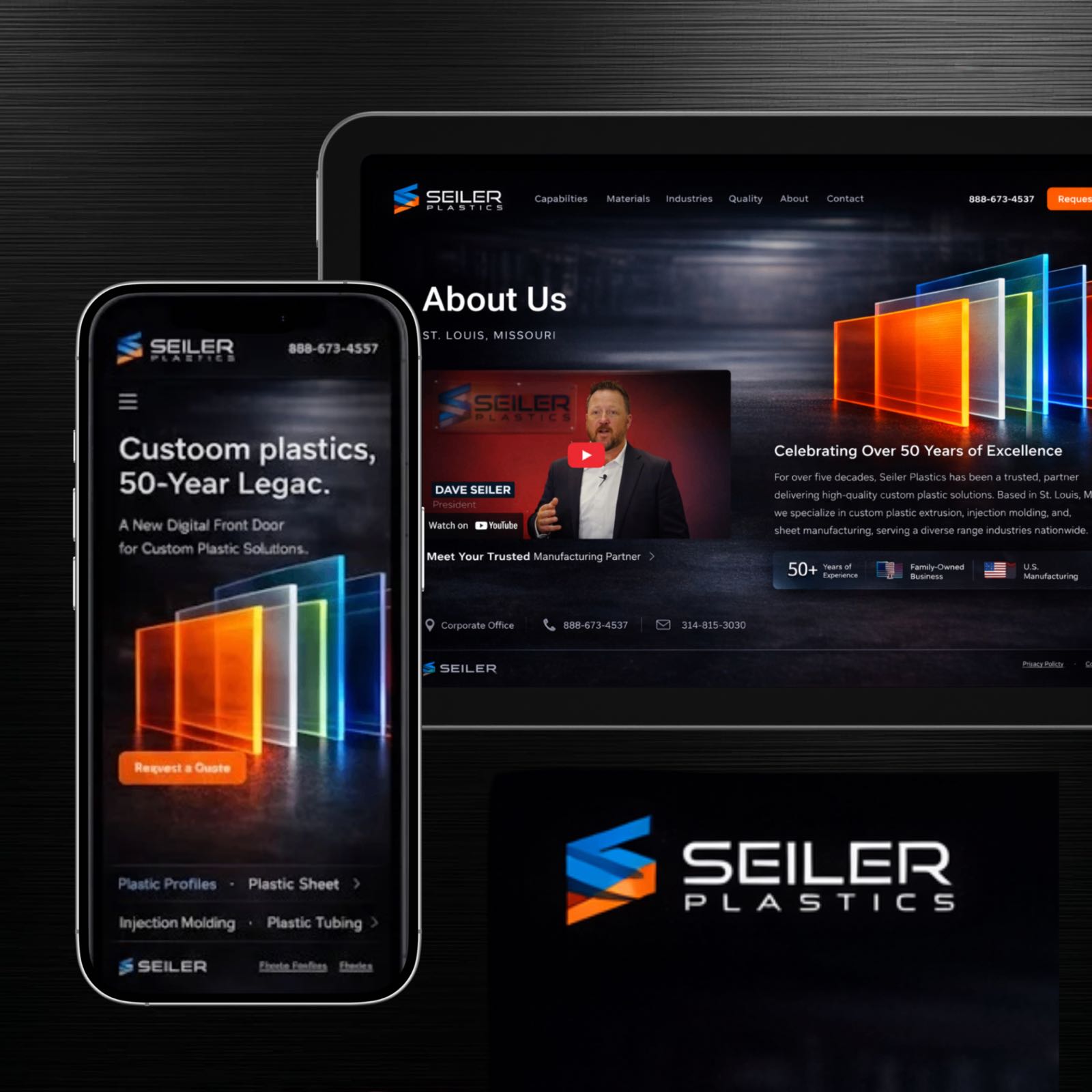 Seiler Plastics website on multiple devices